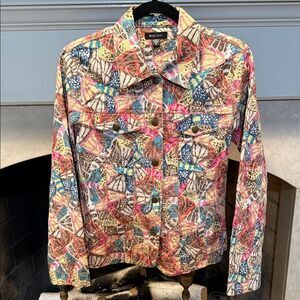 Mahtani Multicolor Patterned Jean Jacket Size Medium